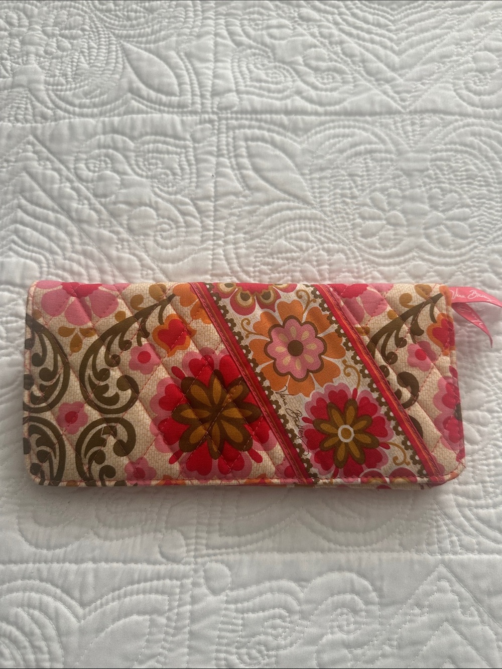 Vera Bradley quilted Zip Wallet - Pink, Orange, Red , Yellow and brown